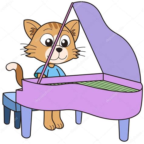 Gato De Dibujos Animados Tocando Un Piano Vector Gráfico Vectorial