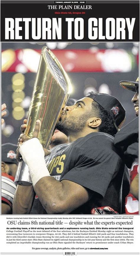 The Plain Dealer's front page proclaims 'O-H OH YEAH!' as Ohio State