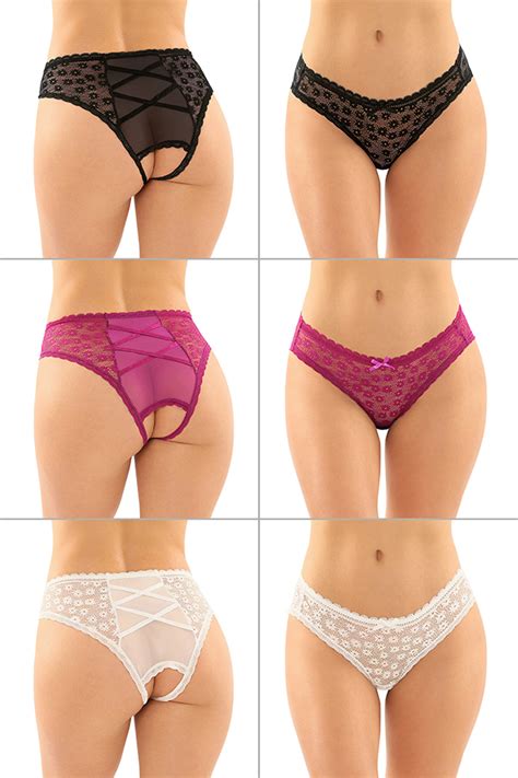 Fantasy Lingerie Bottoms Up Daisy Crotchless Lace Mesh Panty