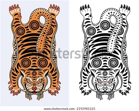 Tibetan Tiger Rug Vector Illustration Stock Vector Royalty Free