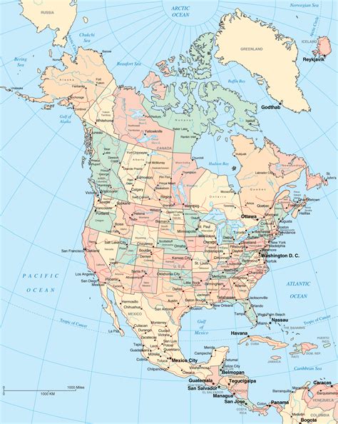 Large Detailed Political And Administrative Map Of North America