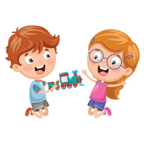 Vector Illustration Of Kids Playing With Toy Preschool Kids Kids