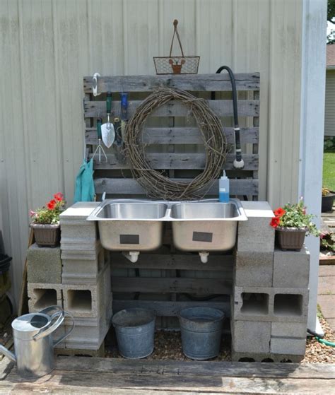 Diy Outdoor Sink Made With Cinder Blocks Rock Creek Diy