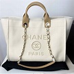 Pearl Chanel Deauville Tote Bag - Ecru Beige Medium BRAND NEW ...