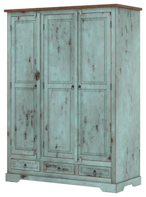 scranton ocean blue two tone solid wood large wardrobe armoire farmhouse armoires and