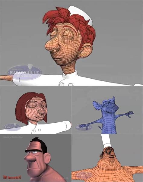 Pixar Wireframe Still Character Design References