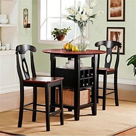 Modern outdoor bar table plastic wood accent paneling anodized aluminum frame black plastic foot caps some assembly required set includes: 3 Piece Bistro Kitchen Set Table Bar Wine Rack Chairs ...