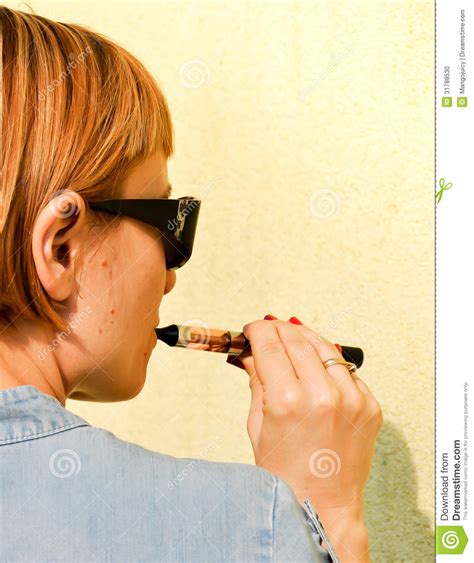 Woman Smoking E Cigarette Stock Photo Image Of