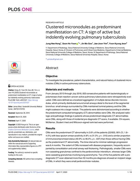 PDF Clustered Micronodules As Predominant Manifestation On CT A Sign