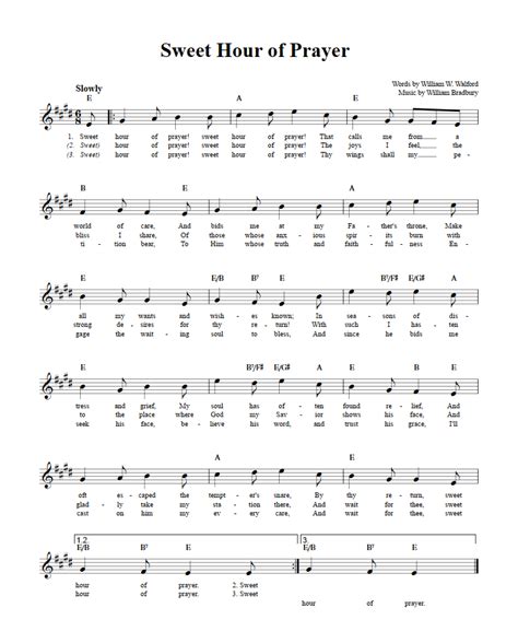 Sweet Hour Of Prayer B Flat Instrument Sheet Music Lead Sheet With