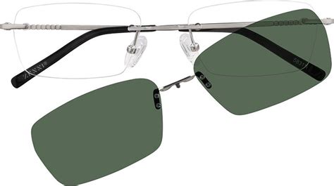 Silver Stainless Steel Rimless Frame With Polarized Magnetic Snap On Sunlens 5831 Zenni