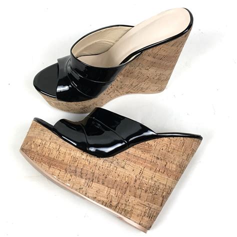 women cork wedge high heel platform slide sandals summer mules casual slip on ebay