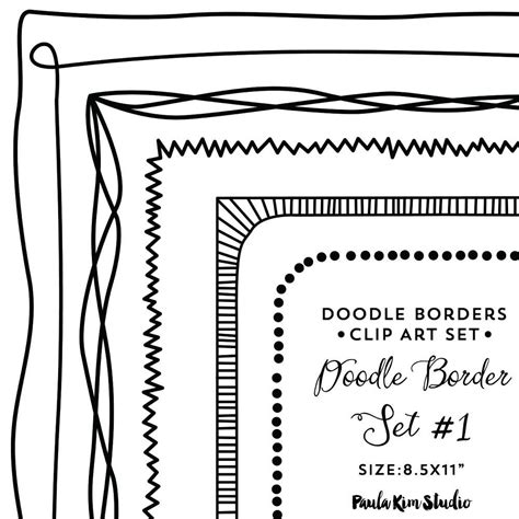 Doodle Frames Clip Art Borders Digital Download Hand Drawn