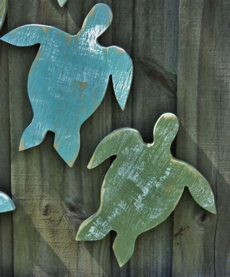 Wooden Sea Turtles Sea Turtle Decor Sea Turtle Art Coastal Etsy