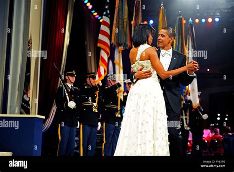 President Barack Obama And First Lady Michelle Obama Dance At The Mid