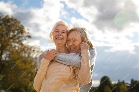 Free Photo Portrait Of Romantic Elderly Lesbian Couple