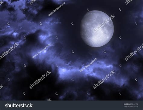 Moon Night Sky Clouds Elements This Stock Illustration 278151578