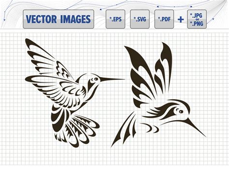 Hummingbirds Vector Graphic Svg Dxf Eps Pdf And Png For Etsy