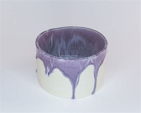 Large Purple Ceramic Planter Handmade Drip Indoor Plant Pot Etsy
