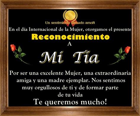 Todo Mujer Dia De La Mujer Reconocimiento A Mi Tia