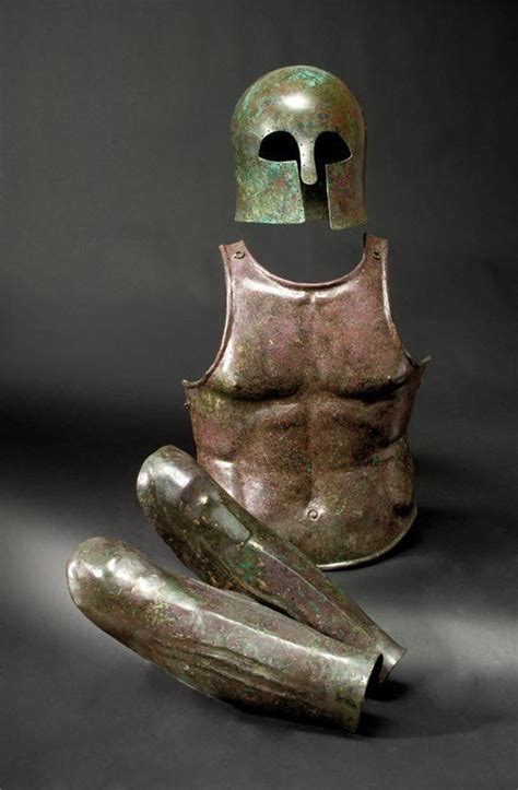 Greek Set Of Armour A Corinthian Helmet 7th Century B C A Muscle