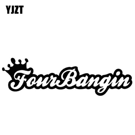 yjzt 12 7cm 3 7cm four bangin noble crown vinyl car sticker decals black silver c13 00017 in car