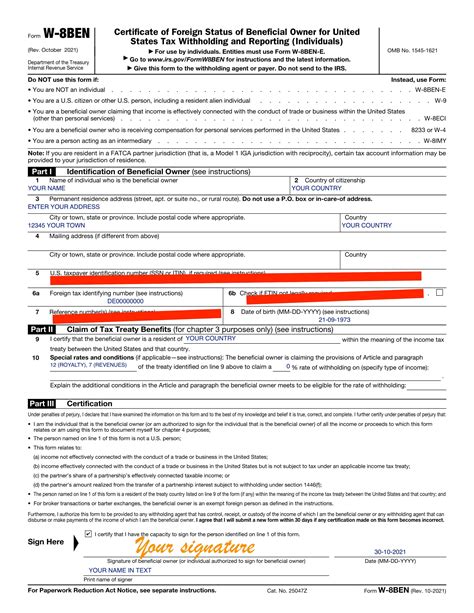 W 8ben E Explanation Accounting And Finance Blog