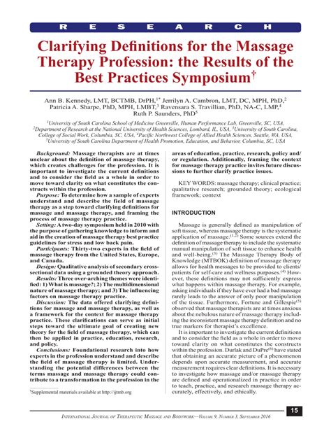 pdf clarifying definitions for the massage therapy profession the results of the best
