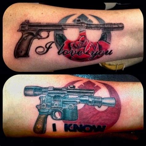 The franchise has birthed several inspirational love stories, although none as memorable as han solo and princess leia, known for their sass, strength, wit, and independence. Awesome 'Star Wars' Couples Tattoos | Star tattoos, Couple ...