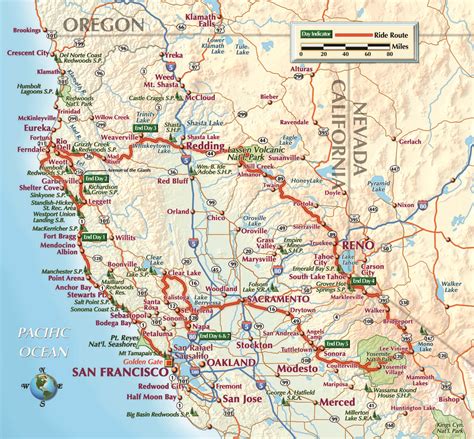 Map Northern California Cities Hiking In Map