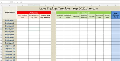 Free Excel Employee Time Off Tracker Template Vacation Tracker