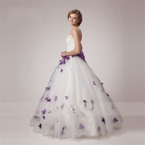 2017 Princess Wedding Dresses Purple And White Butterfly Plus Size