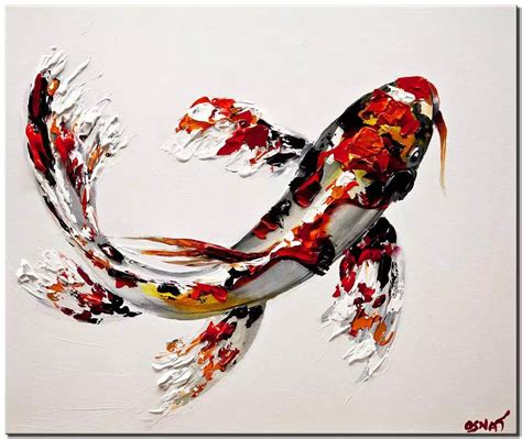 Red Koi Fish Painting On Canvas Original Abstract Fish Painting 3d Art