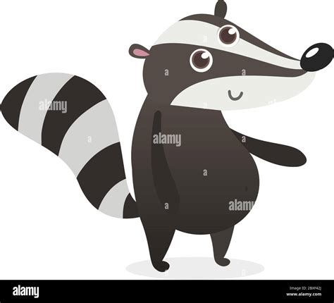 Cute Cartoon Badger Illustration Vector Badger Icon Flat Design Stock