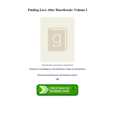 Download Pdf Download Finding Love After Heartbreak Volume I