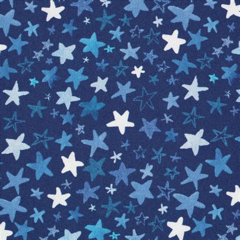 American Summer Simple Painted Blue Stars Fabric By Dear Stella Modes4u
