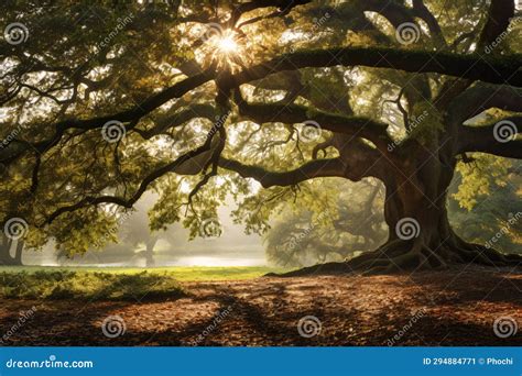 Old Oak Tree Foliage In Morning Light Majestic Nature Photography