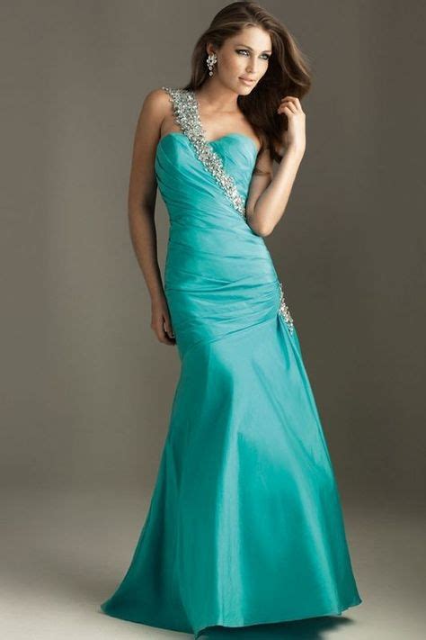 fashionable tiffany blue a line evening prom dress one shoulder neckline with sweep train