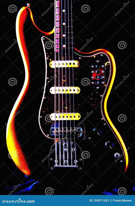 Electric Guitar Or Bass In Vibrant Artistic Abstract Color Stock Image