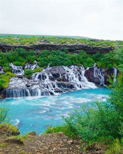 Hraunfossar Waterfall Iceland Hraunfossar Meaning Lava Falls Is A
