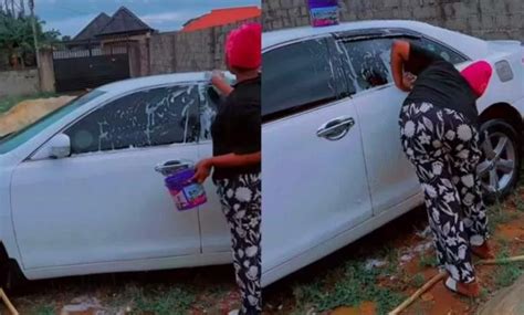 Jealous Girlfriend Washes Boyfriends Car To Prevent Him From Meeting