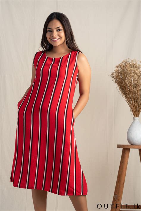 Striped Sleeveless Dress Outfit Lk