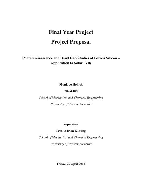 Project Report Sample For Chemical Engineering Students