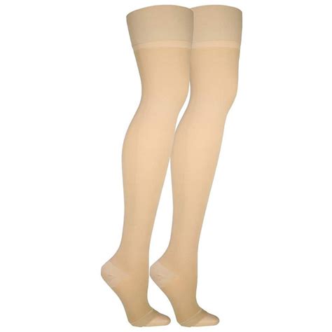 Truform Compression Stockings 20 30 Mmhg Thigh High Open Toe Beige