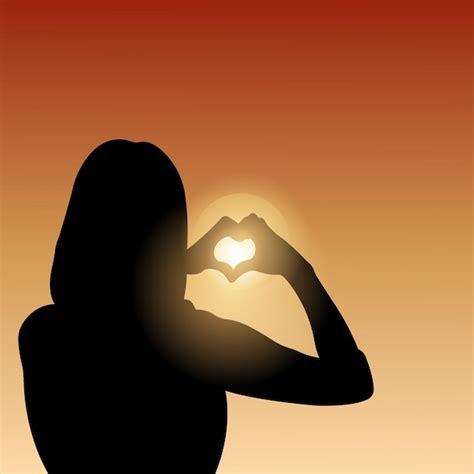 premium vector vector illustration of a silhouette of a girl holding her heart shaped hands