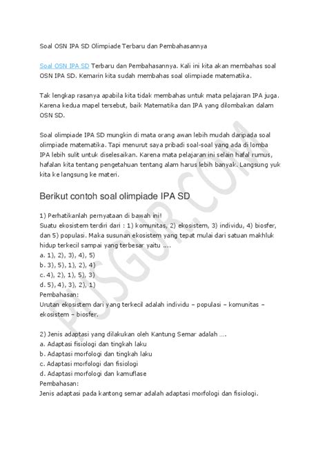 Contoh Soal Dan Pembahasan Olimpiade Matematika - Bank Jawaban