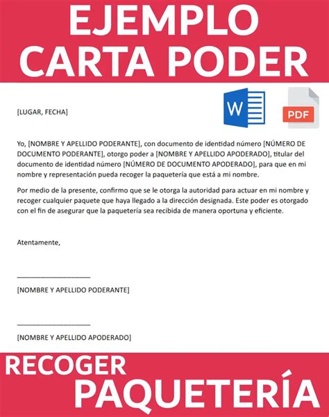 Carta Poder Para Recoger Paquetería Modelos Word Y Pdf