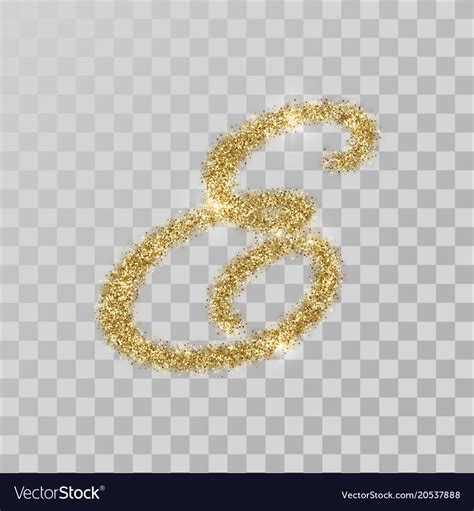 Gold Glitter Powder Letter E In Hand Painted Style