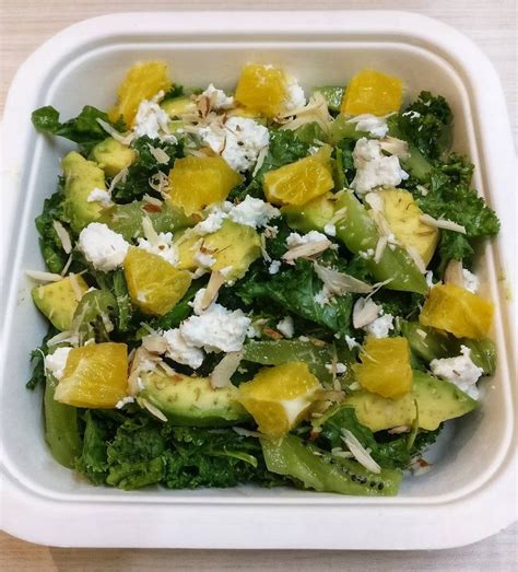 A Super Healthy And Delicious Kale Avocado Salad With Kiwi Feta And