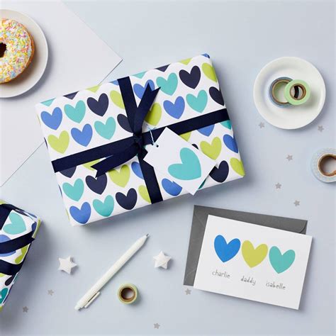 Blue Heart Wrapping Paper Set By Studio 9 Ltd